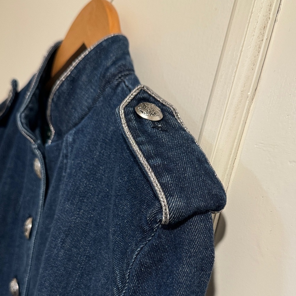 LAUREN RALPH LAUREN Sz8 MILITARY-INSPIRED OFFICER STRETCH DENIM JACKET - Picture 10 of 13